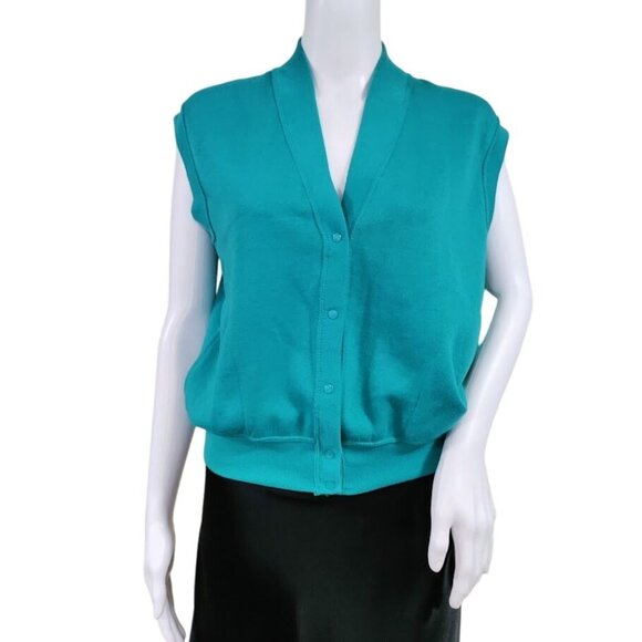 Palmettos 80's Button-Front Relaxed Cozy Vest Jacket Blue Women's Size Medium - Picture 2 of 9